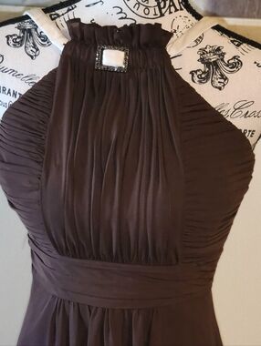 Bari Jay Ruched Bodice Evening Dress in Dark Brown Suze 6
